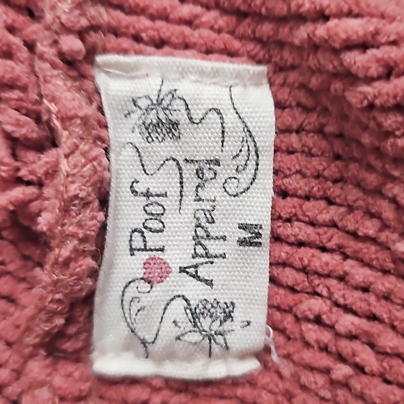 Poof! Pink Hooded Sweater Chenille Chunky Knit, Womens Medium - Picture 4 of 6